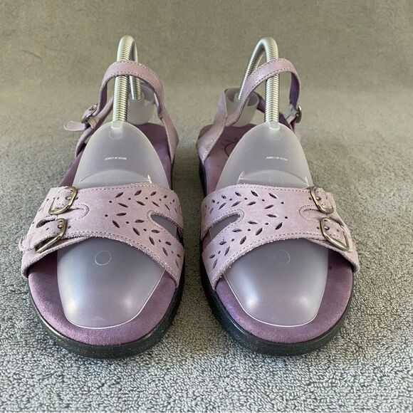 SAS Womens 9 Duo Quarter Strap Leather Sandal Shoes Purple Glitter Sparkle - Picture 2 of 8